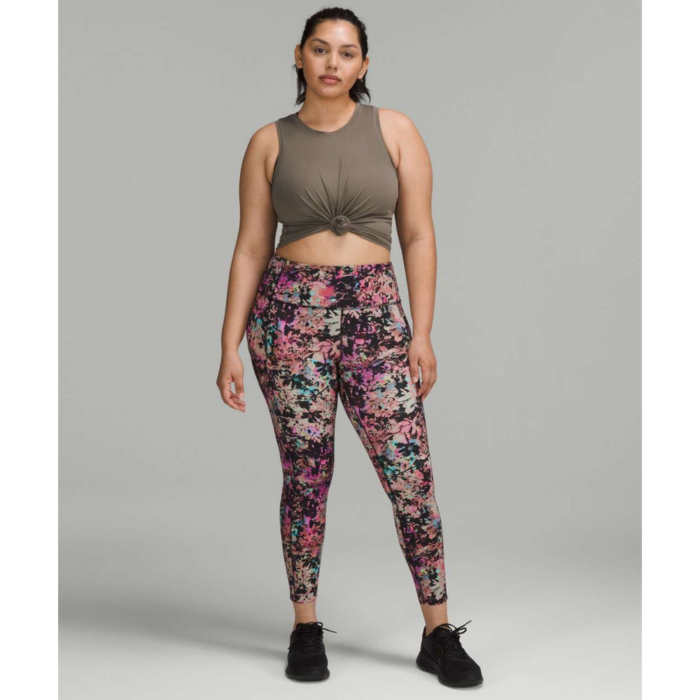 Lululemon Fast and Free High-Rise Tight 25" Stencil Blossom Red Multi sz 10